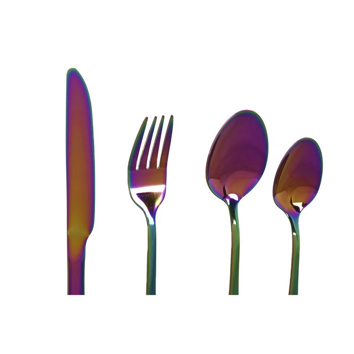 DKD Home Decor Set de Cubertería Modern Mision de 24 Piezas en Acero Inoxidable Iridiscente