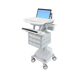 Ergotron StyleView Carro Multimedia Portátil con 9 Cajones, Aluminio, Ajuste de Altura, Gris y Blanco, Certificaciones UL/EN/IEC