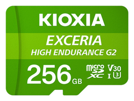 KIOXIA Tarjeta MicroSDXC EXCERIA HIGH ENDURANCE G2 de 256 GB, UHS-I Clase 10, Velocidad Lectura 100 MB/s, Escritura 50 MB/s, para Dashcams y Vigilancia Continua