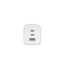 Dicota D32054 - Cargador Rápido GaN Universal 65W Blanco, Interruptor Incorporado, 3 Puertos (2 USB-C PD 3.0, 1 USB-A), Protecciones SOVP/OCP/OTP/SCP, para Móvil y Portátil