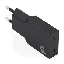 Aisens Cargador Ultra Delgado GaN 30W con 2x USB-C PD3.0, Negro