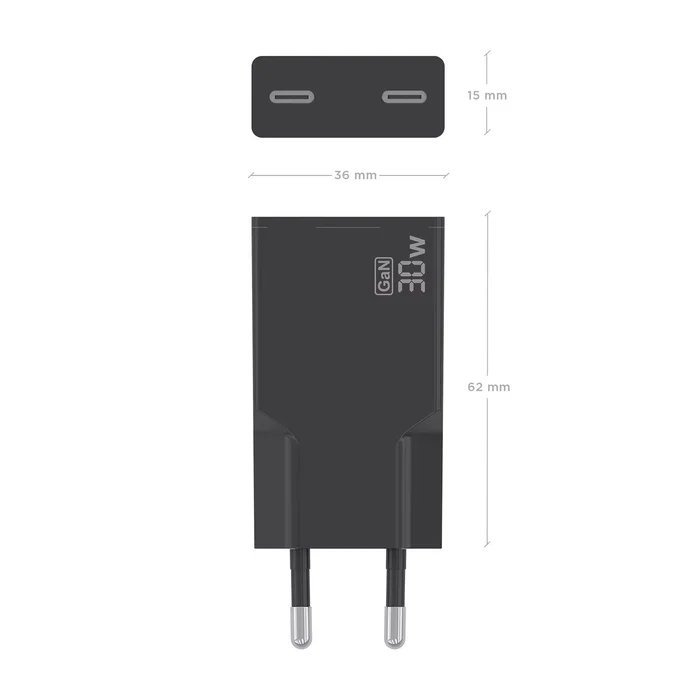 Aisens Cargador GaN 30W Ultra Delgado 2xUSB-C Negro A110-1006 Aisens Cargador GaN 30W Ultra Delgado 2xUSB-C Negro A110-1006