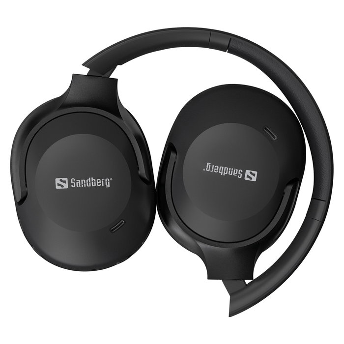SANDBERG 126-53 Auriculares Diadema Inalámbricos Bluetooth 6.0 con Cancelación Activa de Ruido (ANC) y Supresión de Eco (ENC) para Llamadas/Música, Negro