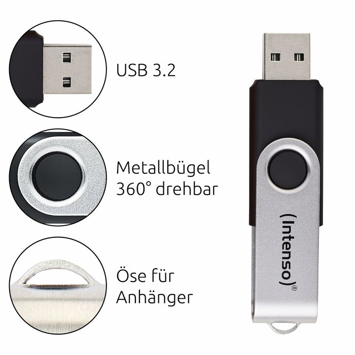 Intenso Office Line 64 GB USB Stick 3.2 Plata/Negro
