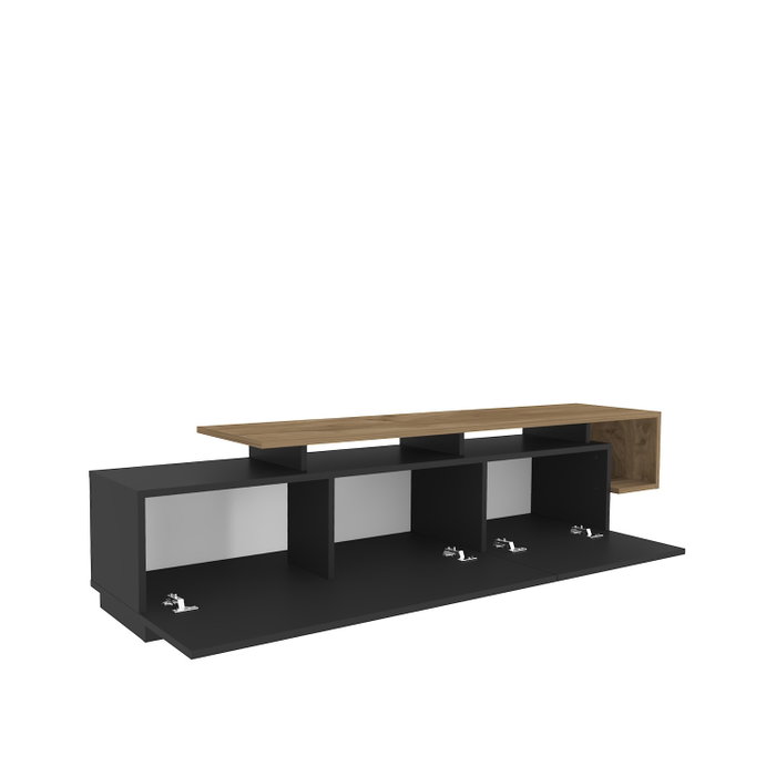 Hanah Home Soporte TV Negro, Nogal - Moderno Elegante Salón, Tablero Melamina, 180cm Ancho x 46.4cm Alto x 38.9cm Profundo