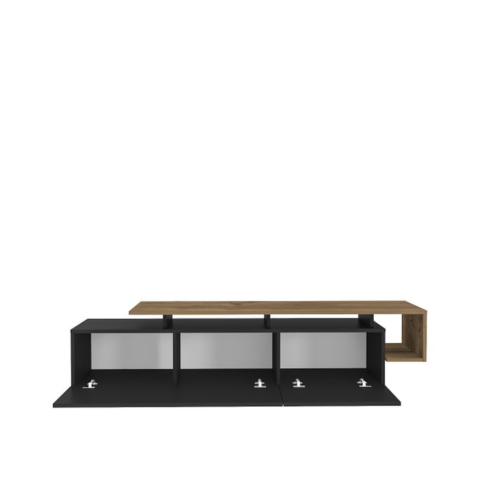 Hanah Home Soporte TV Negro, Nogal - Moderno Elegante Salón, Tablero Melamina, 180cm Ancho x 46.4cm Alto x 38.9cm Profundo