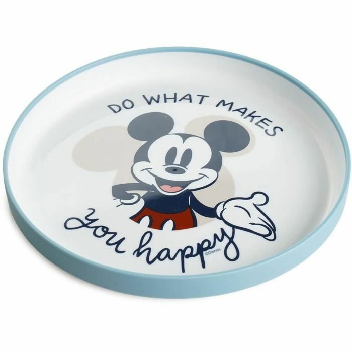 Thermobaby Set de Comida Mickey de 3 Piezas - Taza, Cuenco y Plato Anti-deslizante