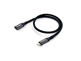 Equip Cable Prolongador USB-C 3.2 Gen2 Macho Hembra 10Gbps 4K/60HzColor Negro 0.5m Malla algodon trenzado Carcasa Conector Aluminio