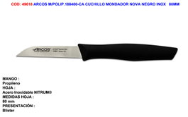 ARCOS Cuchillo Mondador Nova Negro Inox 80mm