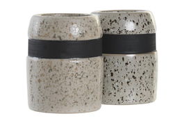 DKD Home Decor Vaso Basicos Gris Beige Gres 7.5 x 10 x 7.5 cm (12 Unidades)