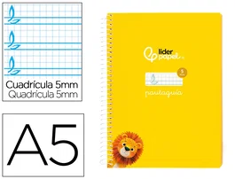 Liderpapel Cuaderno espiral Pautaguía A5 Tapa blanda 40 hojas 75gr Cuadro Pautado 5mm Color Amarillo