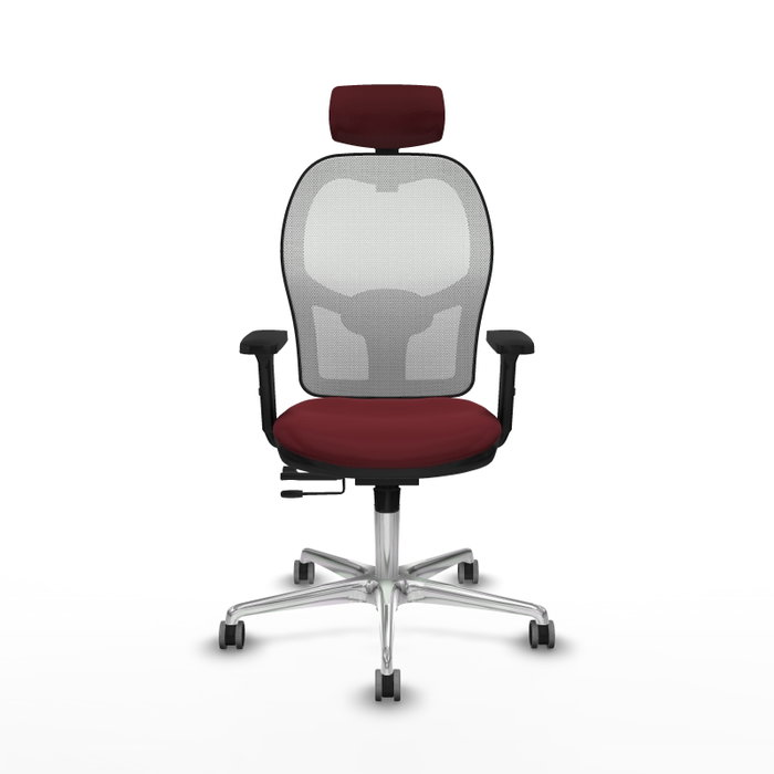 PIQUERAS Y CRESPO Silla de oficina Jorquera con mecanismo Sincro/Traslack, Similpiel Granate y Malla Blanca PIQUERAS Y CRESPO Silla de oficina Jorquera con mecanismo Sincro/Traslack, Similpiel Granate y Malla Blanca