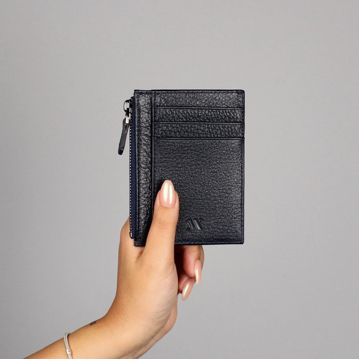 Zoozie Bags 1005 Billetera de Cuero Genuino y Tarjetero, Azul Marino