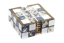 DKD Home Decor Set de 6 Posavasos de MDF y Resina 12x12x5 cm