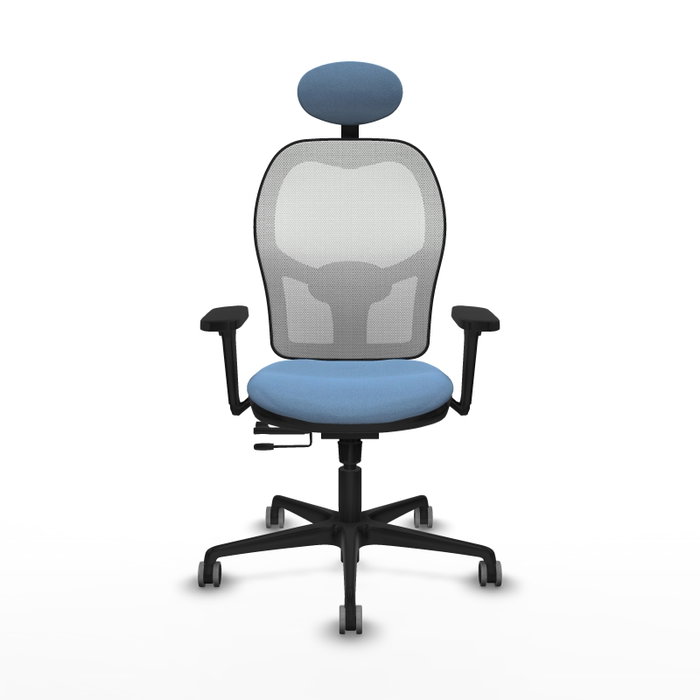 PIQUERAS Y CRESPO Silla de oficina Jorquera con mecanismo Sincro/Traslack, Azul cielo y Blanco
