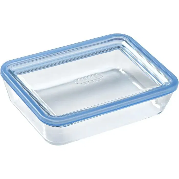 Pyrex PYR3426470301428 Juego de 3 Recipientes de Almacenamiento Rectangulares de Vidrio con Tapa - Sin Plástico - 0,8/1,5/2,6 L