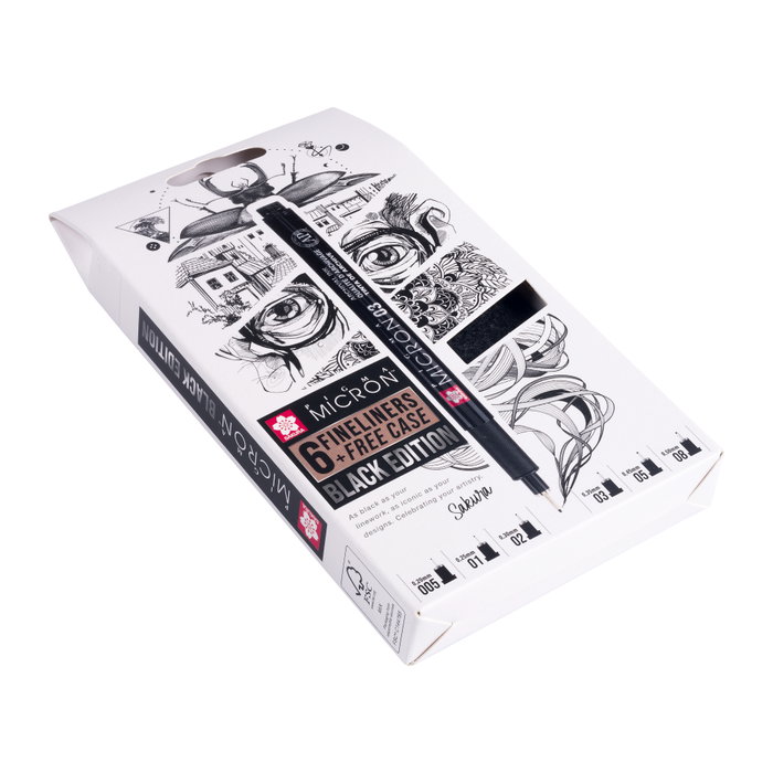 Sakura Pigma Micron Negro Edition set con 6 tamaños y estuche de bolígrafos gratuito Sakura Pigma Micron Negro Edition set con 6 tamaños y estuche de bolígrafos gratuito