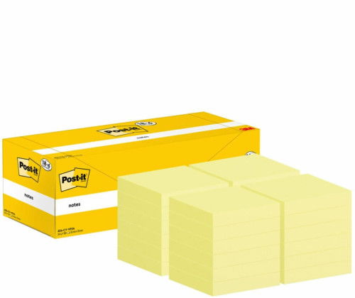 Post-It 7100319213 Notas Adhesivas 18+6 Blocs 100 Hojas 76x76mm Canary Yellow Caja Cartón Post-It 7100319213 Notas Adhesivas 18+6 Blocs 100 Hojas 76x76mm Canary Yellow Caja Cartón