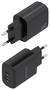 Aisens Cargador GaN 30W con USB-C PD 3.0 y USB-A QC 3.0, Negro