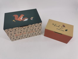 DKD Home Decor Set de 2 Cajas MDF Multicolor Animales del Bosque