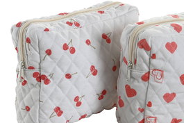 DKD Home Decor Neceser Romantico Blanco Rojo 7 x 19 x 24 cm (4 Unidades)