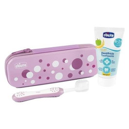 CHICCO Set Rosa Cepillo y Pasta con Flúor 6M+