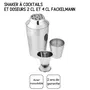 Fackelmann Juego de Coctelera y Dispensador de Alcohol de Acero Inoxidable de 400 ml, 2 y 4 cl - FAC1720223847300