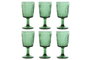 DKD Home Decor Set de 6 Copas de Cristal Verde con Relieve de Hojas Tropical Garbo, 285ml