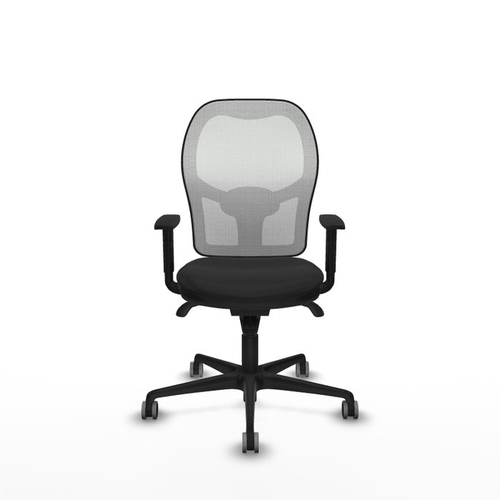PIQUERAS Y CRESPO Silla de oficina Jorquera con mecanismo Sincro, Similpiel Negro y Malla Blanca