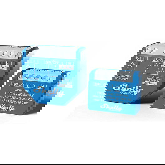 Shelly Wave 1 Mini Z-Wave Interruptor Inteligente Inalámbrico, Mando a Distancia, 1 Módulo, 2000W, 8A, 240V