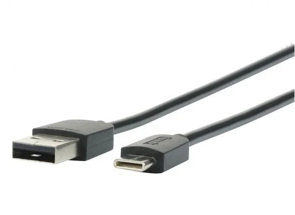 Mobilis 001278 Cable USB A a USB C 1 m Negro - Conector Macho Derecho para Carga y Datos