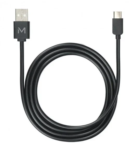 Mobilis 001278 Cable USB A a USB C 1 m Negro - Conector Macho Derecho para Carga y Datos