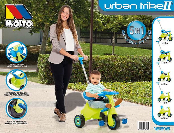 Molto Triciclo Urban Trike City Verde 5 en 1 (89 cm) desde 10 meses hasta 99 años