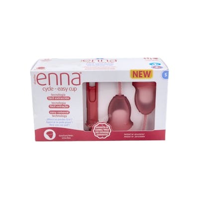Enna Cycle Copa Menstrual Easy (S) 2Copas+Caja Ester+Apl - Silicona Grado Médico, Fácil Extracción, Talla S