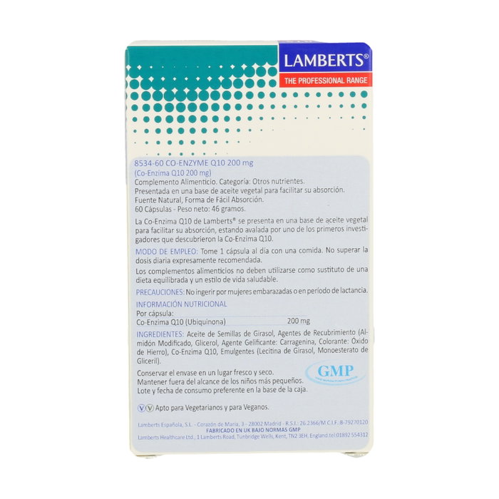 Lamberts Coenzima Q10 200 mg, 60 cápsulas Lamberts Coenzima Q10 200 mg, 60 cápsulas