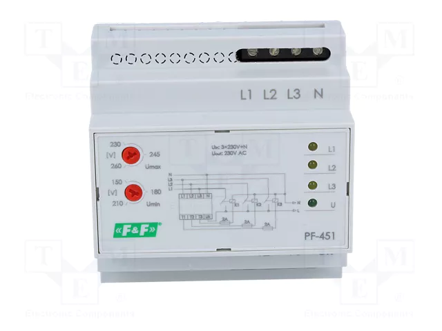 F&F PF-451 Relé de monitorización de tensión 3 x 230V AC 16A