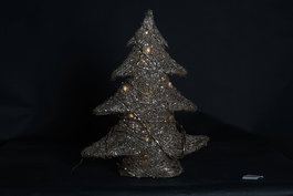 DKD Home Decor Árbol de Navidad 14 x 60 x 46 cm Ratán Marrón Dorado LED