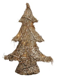 DKD Home Decor Árbol de Ratán con Purpurina y LED Marrón
