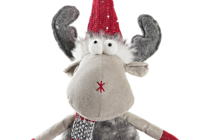 DKD Home Decor Figura de Reno Gris y Rojo DKD Home Decor Figura de Reno Gris y Rojo