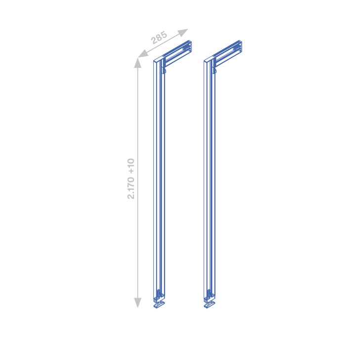 Emuca Lote de 2 estructuras Zero con herrajes y perfiles para montaje al suelo y a pared con nivelador rectangular, Aluminio y Zamak, Negro texturizado