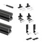 Emuca Lote de 2 estructuras Zero con herrajes y perfiles para montaje al suelo y a pared con nivelador rectangular, Aluminio y Zamak, Negro texturizado
