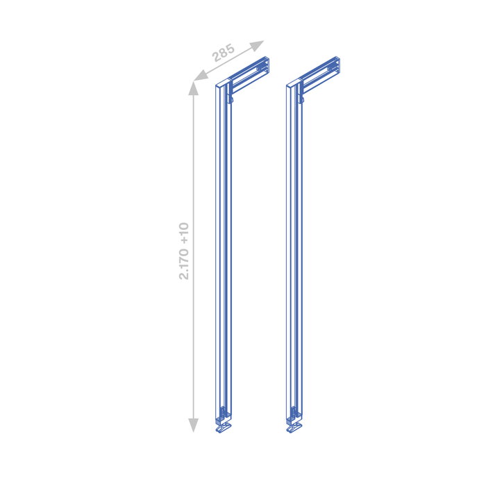 Emuca Lote de 2 estructuras Zero con herrajes y perfiles para montaje al suelo y a pared con nivelador rectangular, Aluminio y Zamak, Negro texturizado