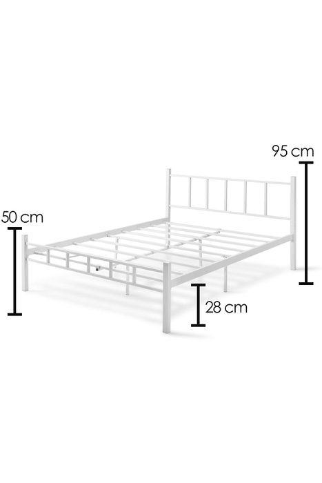 Hanah Home Cama Doble K90 Metal Blanco 120x200 cm