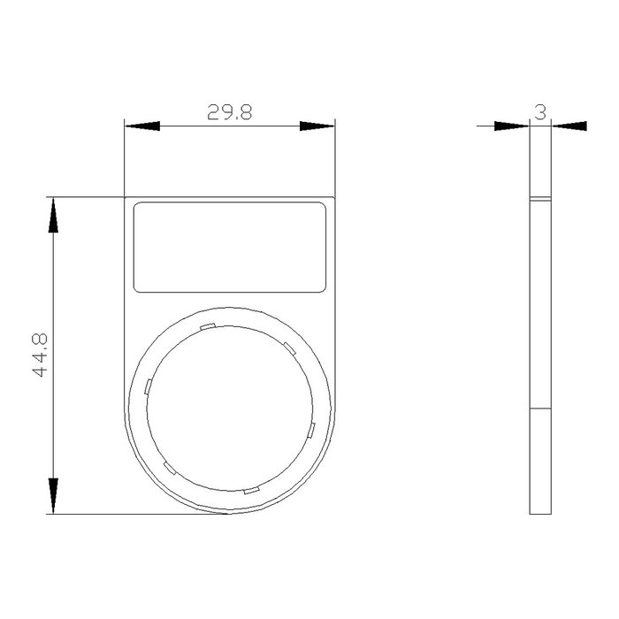 Siemens 3SU1900-0AG10-0AA0 Soporte de etiqueta plano negro para escudo 12,5x27 mm
