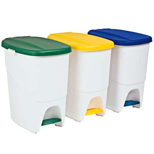 Varias - Papelera Con Pedal 25 Litros Blanco Verde 393x270x420 mm Varias - Papelera Con Pedal 25 Litros Blanco Verde 393x270x420 mm