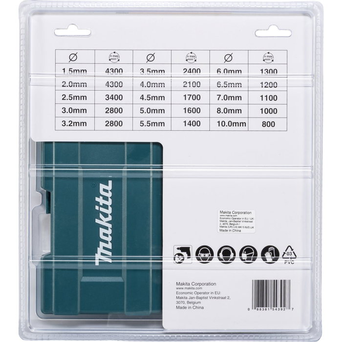 Makita Juego de Brocas para Metal de 19 Piezas con Caja de Plástico