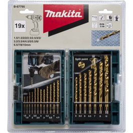 Makita Juego de Brocas para Metal de 19 Piezas con Caja de Plástico