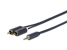 Vivolink Cable de Audio 3.5MM Macho a 2 RCA Macho, 2.5m, Blindaje de Aluminio, Conectores Chapados en Oro para una Larga Vida Útil