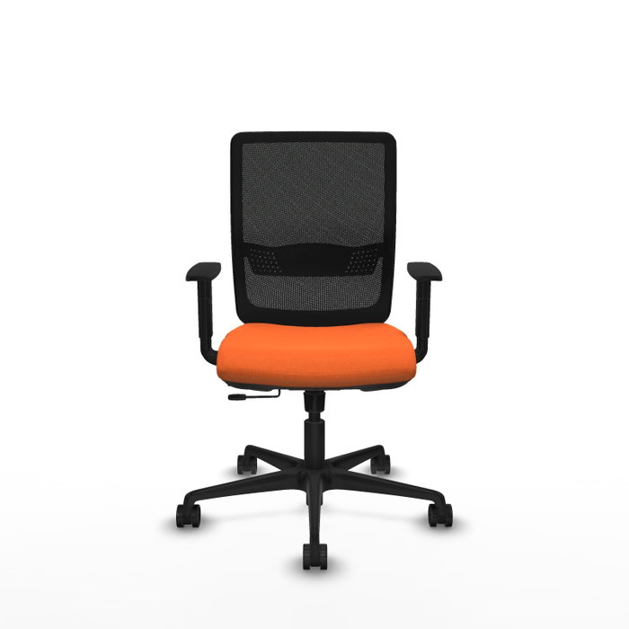 PIQUERAS Y CRESPO Silla de oficina Haches con mecanismo Sincro/Traslack, Tela Naranja y Malla Negra PIQUERAS Y CRESPO Silla de oficina Haches con mecanismo Sincro/Traslack, Tela Naranja y Malla Negra