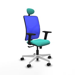 PIQUERAS Y CRESPO Silla de oficina Motilla con mecanismo Sincro, color Turquesa y Azul
